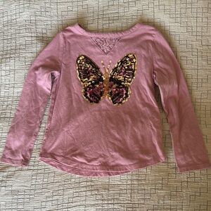 Pink Butterfly Sequin Kids Top